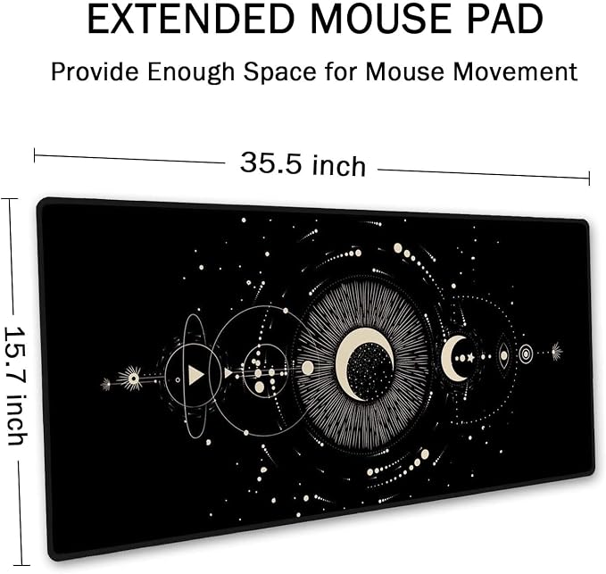 SSOIU Moon Phases Large Mouse Pad, Full Desk XXL Extended Gaming Mouse Pad 35.5" X 15.7", Waterproof Desk Mat Stitched Edges, Non-Slip Laptop Computer Keyboard Mousepad for Office and Home