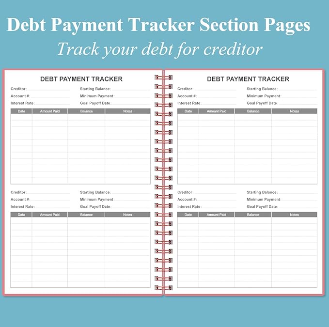 Bill Organizer - Monthly Bill Payment for Personal Budgeting Financial, Payments Checklist Organizer, 5.8" x 8.5", Pink