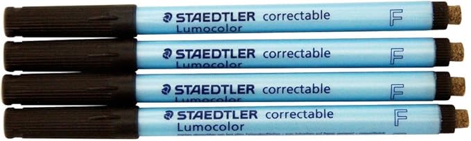 Lumocolor Correctable Pen Fine Point Black Set of Four
