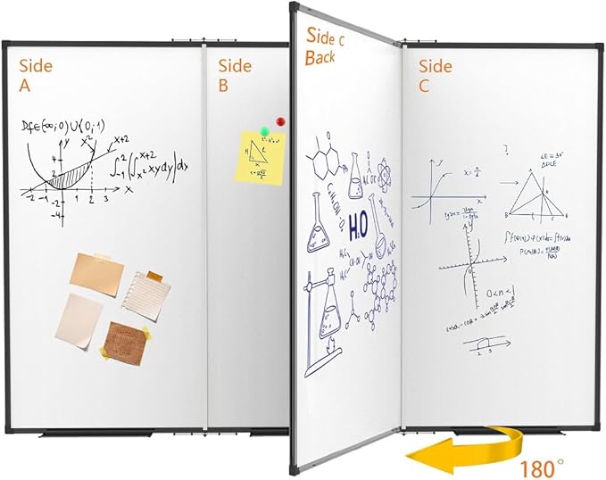 Large White Board for Wall,Magnetic Dry Erase Whiteboard,Foldable 60x48 Inches,Black Aluminum Frame, with 3PCS Detachable Marker Trays for Office and Home