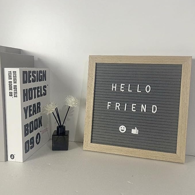 10 x 10 inch Felt Board Felt Letter Board Sign, Message Board Word Board Letter Boards Sign Bulletin Board Letters, Pregnancy Announcements Baby Announcement Sign (Grey)