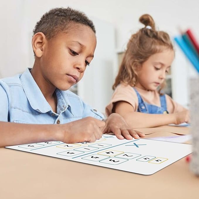 Dry Erase Long Multiplication Practice White Board, 8" x 12" Double Sided 2-Digits Math Learning with a 4" x 2.5" Multiplication Chart Board for Kids Students, Classroom and Home, Math Center