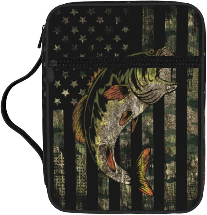 Camouflage Hunting Tactical Camo American Flag Bible Cover Case Carrying Book Protector Case Bible Study Supplies Accessories Holder Case Christian Gift for Women Men
