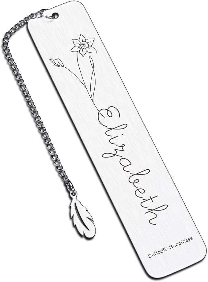 Personalized Bookmarks for Women Book Lover Birth Flower Birthday Customized Gifts for Reading Her Daughter Friends (Birth Flower with Flower Language)