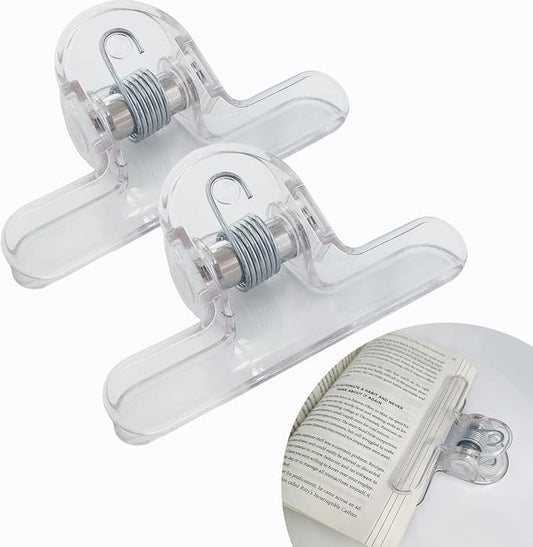 Book Clip Transparent Heavy Book Page Holder Clips, Book Reading Opener Accessories for Teacher Students Clerks Office 2pc