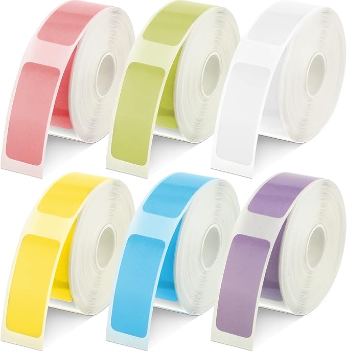 1380 Pieces Adhesive Color Label Paper Colorful Thermal Sticker Label Printable Label Roll 0.59 x 1.18 Inches Printer Sticker Paper Thermal Labeling Tape for Home Office Business, 6 Rolls