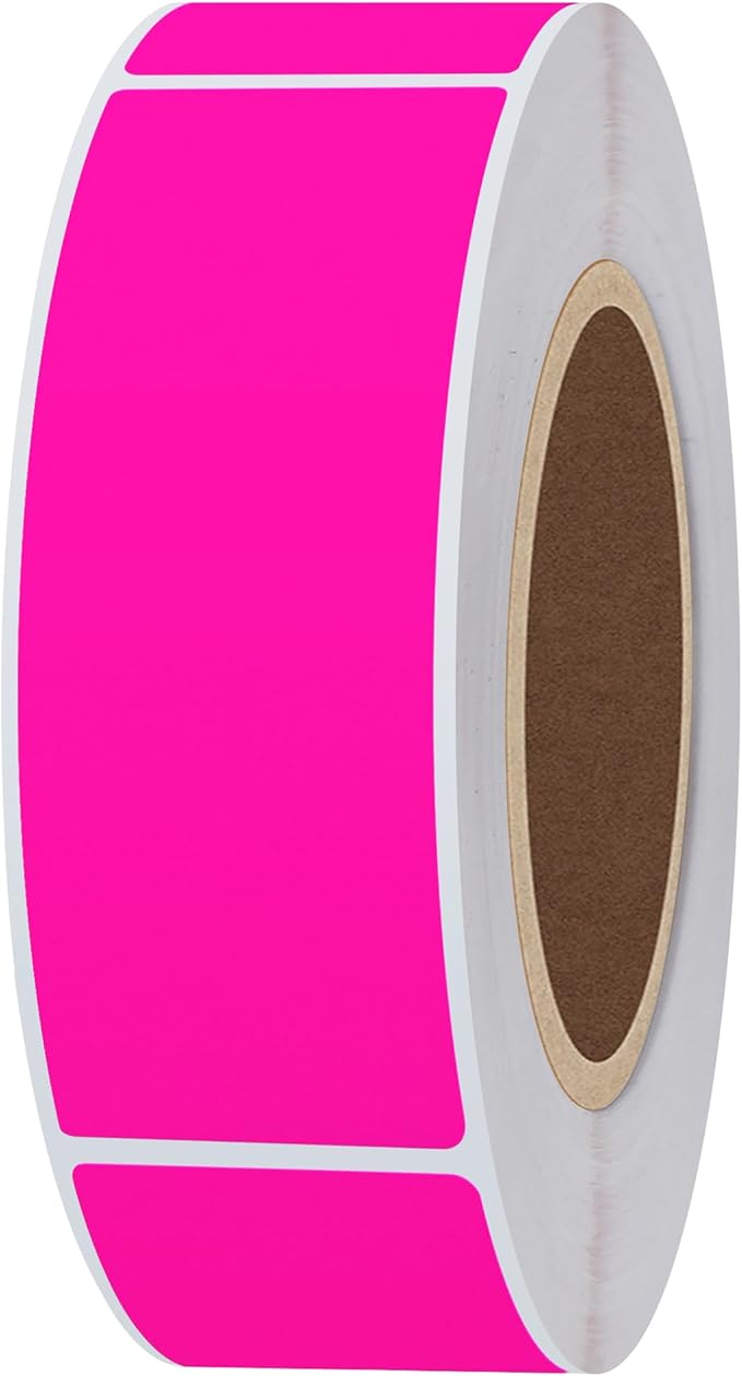 Hybsk 1x3 Inch Color-Code Labels Fluorescent Pink Sticker Rectangle 500 Labels Per Roll (Fluorescent Pink)