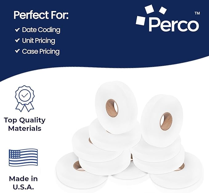 Perco White Pricing Labels for Monarch 1130 Pricing Gun, 3 Sleeves - 75,000 Price Gun Labels with Bonus Ink Rolls