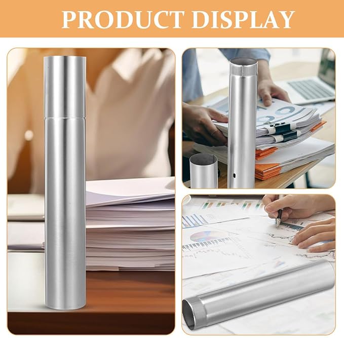 BESPORTBLE Vintage Certificate Storage Tube Stainless Steel Birth Certificate Holder Decorative Diploma Scroll Tube for Home And Travel 13. 77 Inch