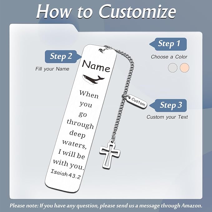 Personalized Bible Bookmarks - Custom Name Inspirational Christian Bible Religious Bookmarks Gifts for Women Men Book Lovers (Style-3)