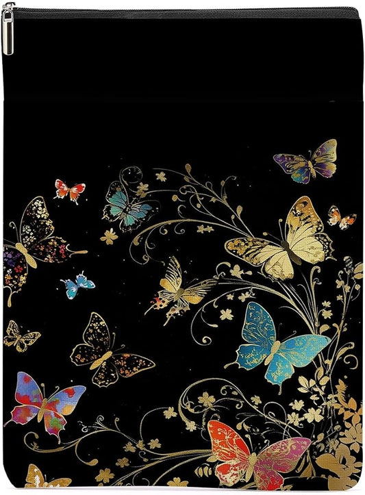 Butterfly Book Sleeve Books Lovers Gifts Aesthetic Book Cover Protector with Zipper and Front Pocket Books Pouch Accessories Bookish Gifts Butterfly Gift for Women Readers