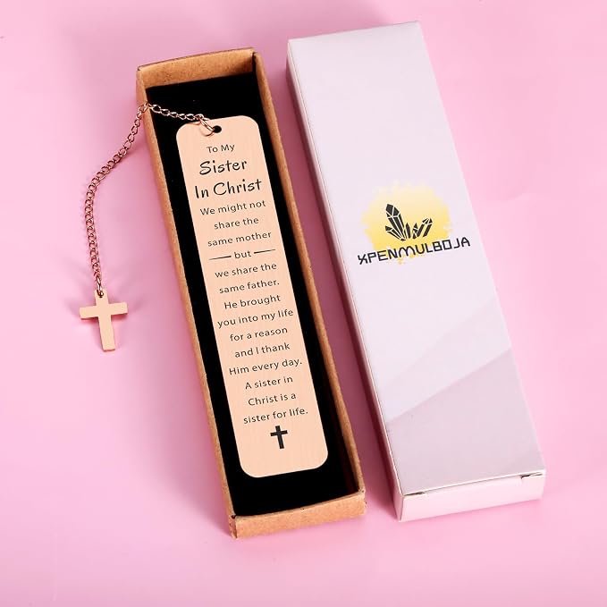 to My Sister in Christ Bookmark, Mother Day Secret Sister Gifts for Women Christian, Religious Baptism Gift for Women, Inspirational Bible Verse Bookmark