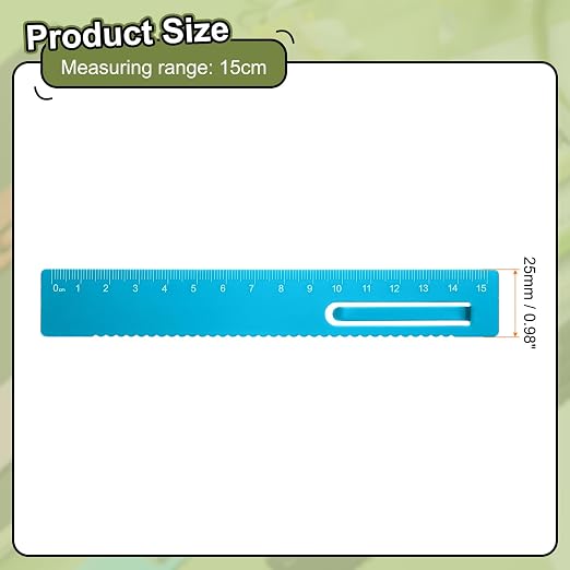 HARFINGTON Straight Ruler 15cm Metric Metal Aluminum Alloy Measuring Bookmark Clip Ruler Scale Tool for Measure Study Reading Classroom Office, Blue