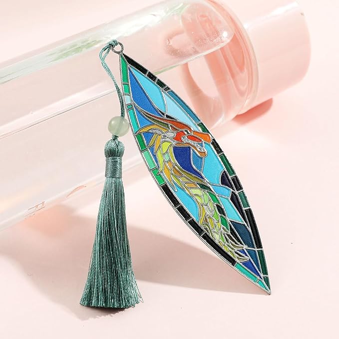 Creative Dragon Bookmark for Men Teens - Metal Dragon Book Mark with Tassel for Book Lover Gifts, Reading Studying Supplies Book Accessories