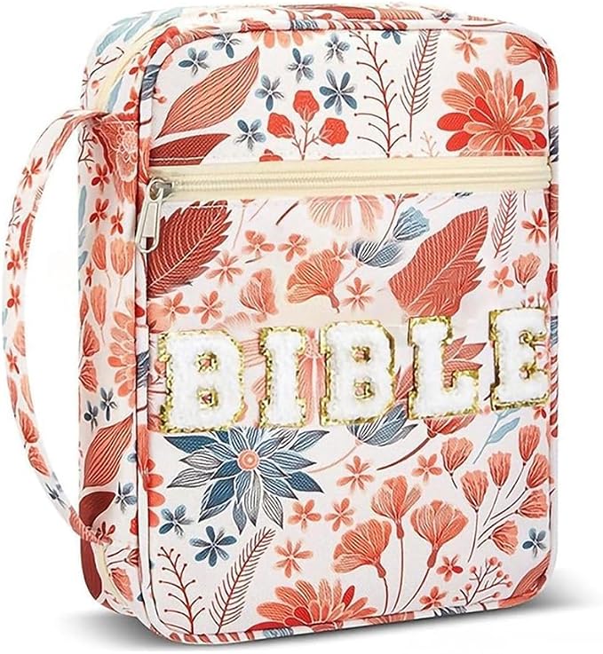 Bible Bag Cover Case for Women Bible Carrying Bag with Handles Bible Study Supplies & Accessories Christian Gifts for Women (Leaf Upright Style)