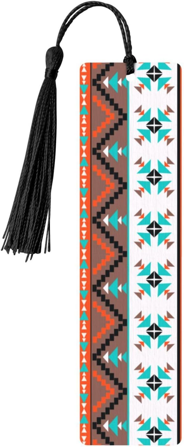 West Aztec 5pcs Wood Bookmarks with Tassel for Planner Reading Book Lovers Accessory Readers Men Women 4.6 X 1.2 Inch
