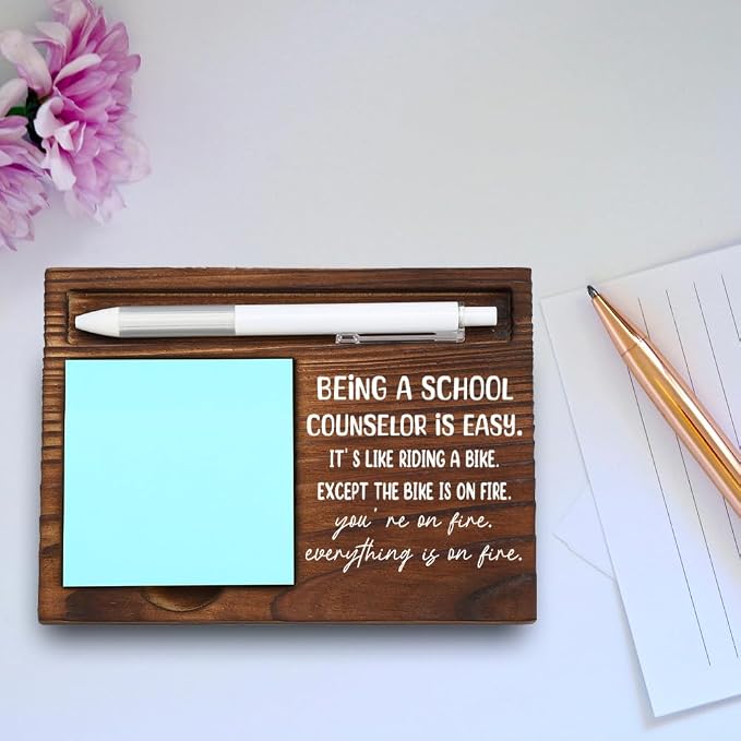 Wooden Sticky Note Holder for School Counselors, Heartwarming Appreciation Gift, Office Desk Organizer Gift for Counselor, 16.5 x 12 x 1.5 cm,LQQ9