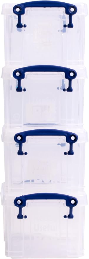 Really Useful Plastic Storage Box 0.7 Litre Clear (Pack of 4)