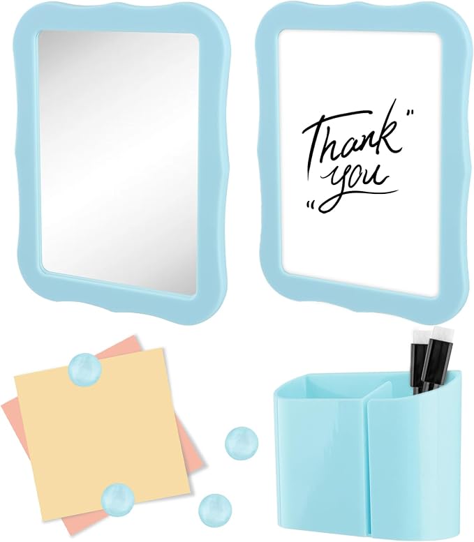 Locker Accessories Kit for Girls, Magnetic Locker Accessories with Mirror, Whiteboard, Pen Holder, Magnets & Dry Erase Markers for School, Office, Organizer Set
