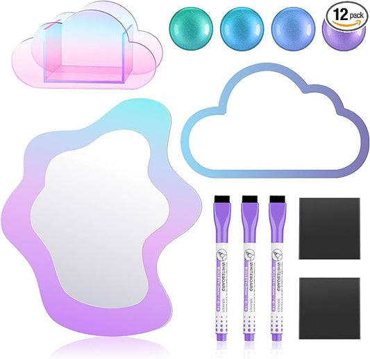 Denylo pro Magnetic Locker Accessories Kit Colorful Purple Back to School Essentials Locker Organizer Supplies Include Mirror Whiteboard Pen Holder Magnetic Pen Clasp Magnet Back to School Essentials