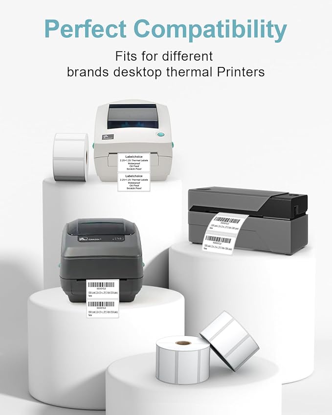 2.25" x 1.25" 3-Proof White Direct Thermal Labels for Zebra ZD410 ZD411 LP2824 ZD421 ZD420 GK420D, 12 Rolls 12000 Pcs 2-1/4x1-1/4 Barcode Return Address Labels Used with Rollo MUNBYN