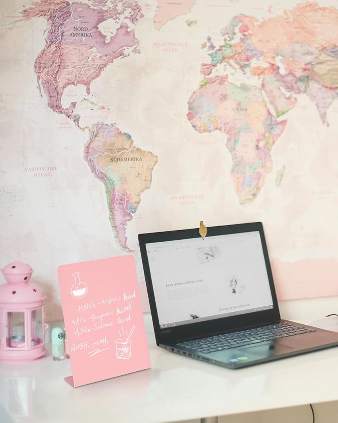 2 Pack Magnet Board, 8.7 x 11 x 2.4 in, Pink Standing Magnetic Bulletin Board, Magnetic Display for Memos, Photos & Documents, Bulletin Board for Home Office School Kitchen