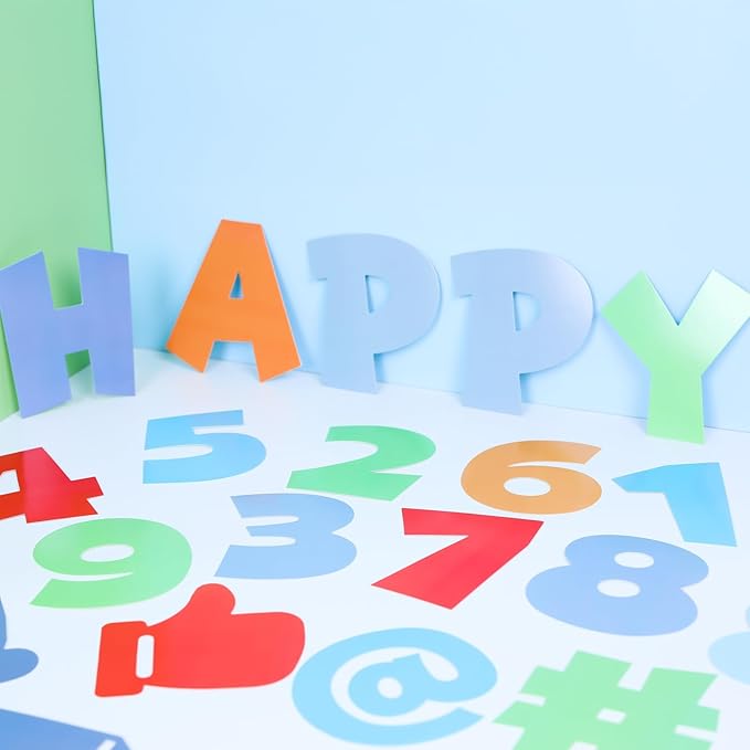 249 Pcs Bulletin Board Letters Set, 4 Inch Colorful Alphabet Numbers & Punctuation Cutouts with Adhesive Dots for Classroom Wall & School Decor (Candy)