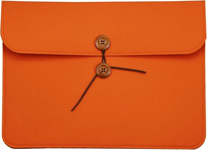 A4 Document Holder Felt File Folder Paper Portfolio Case Letter Envelope Folders with String Tie Closure (1, Orange)
