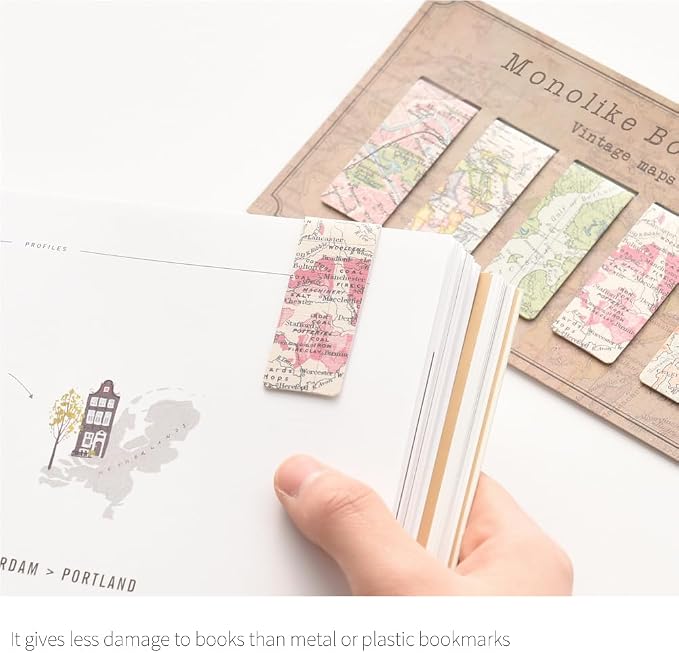 Monolike Magnetic Bookmarks Vintage Maps, Set of 5
