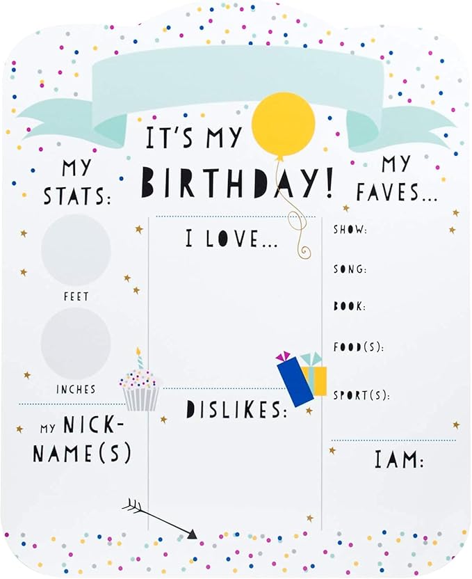 12" x 10" Confetti Birthday Sign/Milestone Whiteboard Style Photo Prop/Reusable Birthday Dry Erase Board