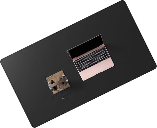 Cacoy 36" x 20" Leather Desk Mat for Home Office, Extra Large PU Leather Desk Pad Blotters, Waterproof Computer Keyboard Mat, Extended Gaming Mouse Pad, Desk Protector for Desktop and PC Laptop, Black