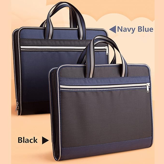 Canvas Accordion File Organizer, Waterproof Expanding Files Organizer with Color Labels,13 Pockets Accordian File Organizer with Handle(Prussian Blue)