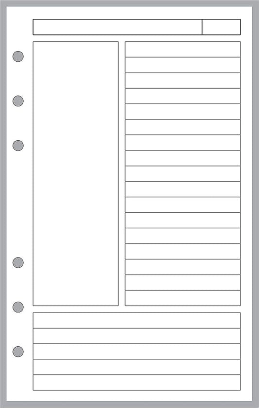 Compact Size Notes Insert Designed for The Cornell Notetaking System, Sized and Punched for Franklin Covey Compact and Other Notebooks (4.25" x 6.75")