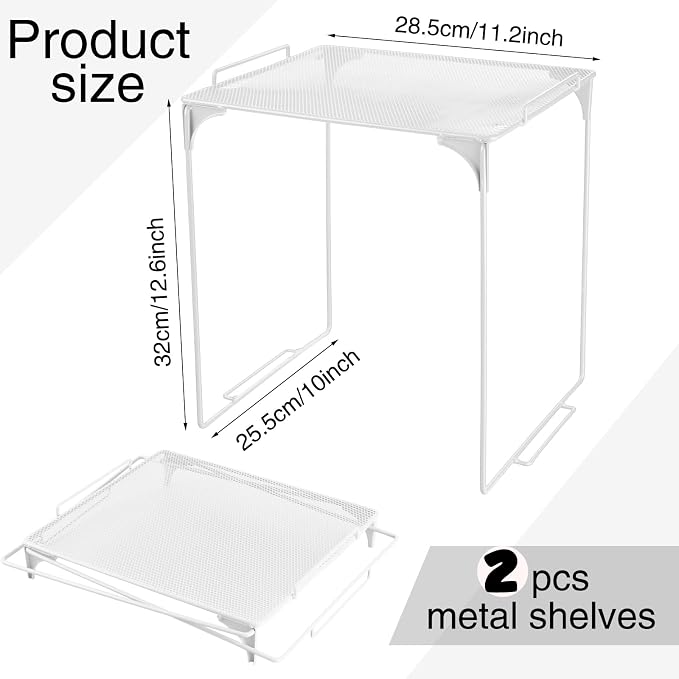 Ctosree 13 Pcs Locker Organizer and Accessories Kit Stackable Mesh Locker Shelf, Pen Holder, Magnetic Mirror, Whiteboard, Cloth, Marker, Magnet for Classroom Back to School Essentials(White)