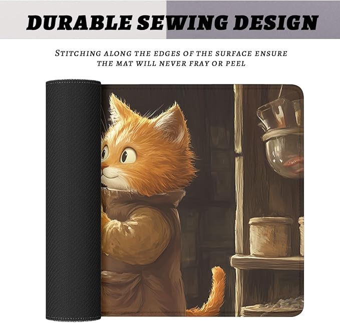 Cute Cat Gaming Mouse Pad Desk Pad Fishing Cartoon Golden Fish XL Mousepad Large Mousepad Extended Laptop Keyboard Mat Gaming Desk Pad Mouse Mat Office Computer Keyboard 31.5"x11.8"