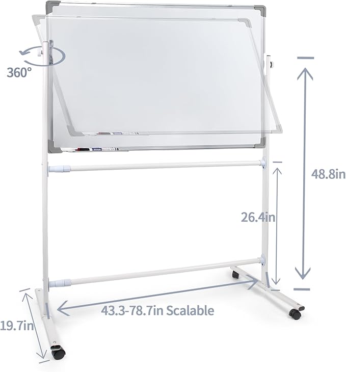 whiteboard Stand Only,Whiteboard Mounting Brackets,Adjustable whiteboard Easel Only,Restaurant Stand Up White Board,Large Rolling White Board Stand Only, for Home and Office Student。
