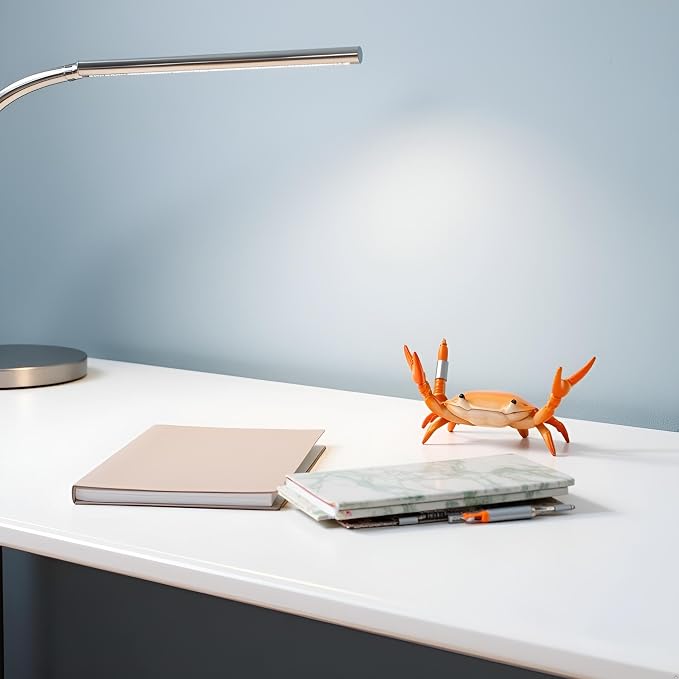 Orange Creative Crab Pen Holder Weightlifting Crabs Pen Stand Storage Rack, Office Desktop Decoration, Pencil Holders Desk Supplies Holders and Dispensers, Desk Accessories and Workspace Organizers