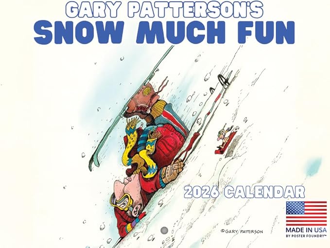 Gary Patterson Ski Calendar 2026 Skiing Monthly Wall Calender 12 Month | American Made In The USA