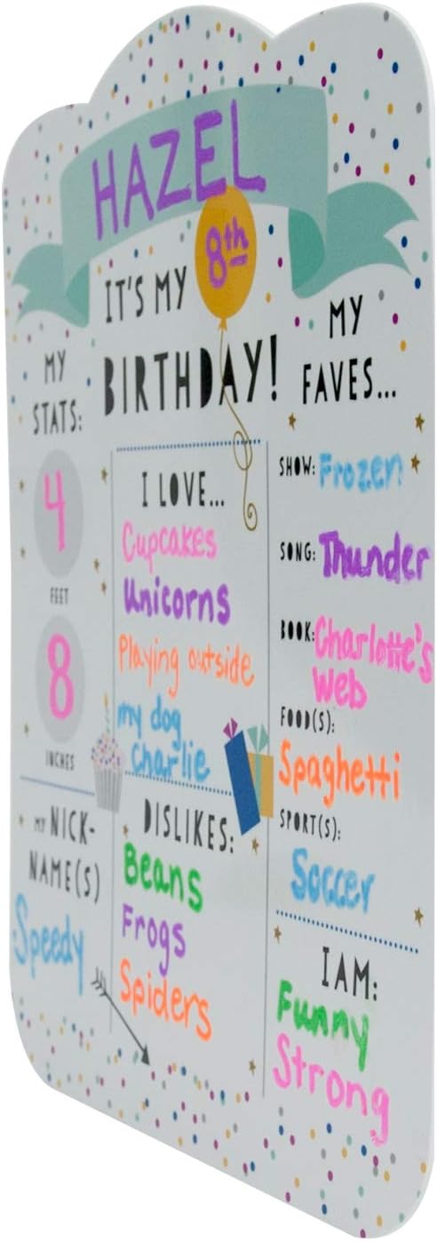 12" x 10" Confetti Birthday Sign/Milestone Whiteboard Style Photo Prop/Reusable Birthday Dry Erase Board