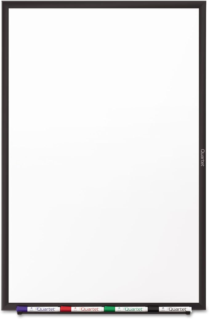 Quartet Dry Erase White Board 48"W x 36"H Non-Magnetic Whiteboard, Total Erase, Black Aluminum Frame (S535B)