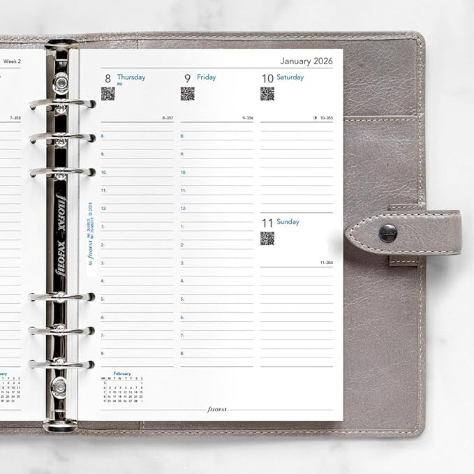 Filofax Calendar Diary Refill, A5 Size, Week-to-View with Appointments, White Paper, English, 2026 (C68521-26)