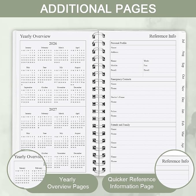 2026-2027 Pocket Planner/Calendar - July 2026 - June 2027, A6 Weekly & Monthly Organizer Notebook & Journal to Track Goals, Easy to Organize Your Daily Life, 3.75" x 6.75", Green