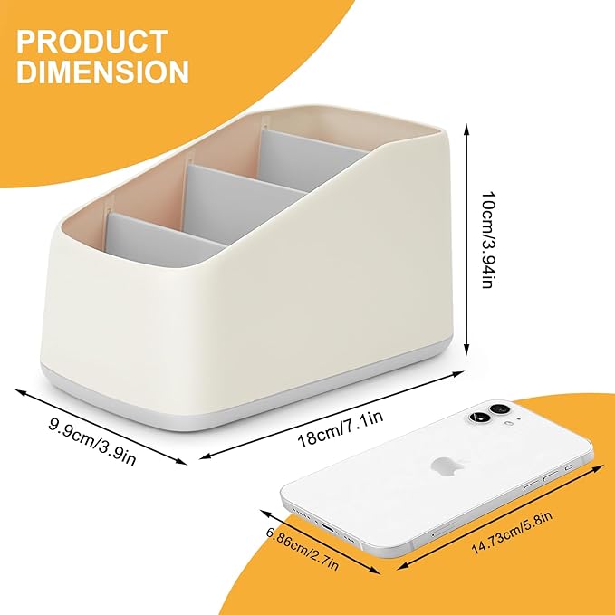 Remote Control Holder with 4 Compartments,TV Remote Caddy/Box/Tray Organizer for Bedside Table/Office Desk,Desktop Storage Organizer for Small Controller,Media Player, Office Supplies