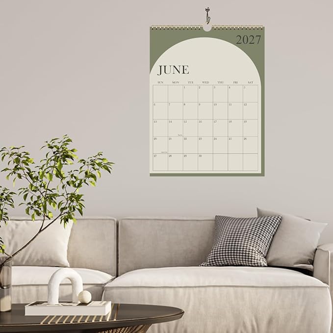 Large Calendar 2026 with Spiral Bound - 18 Month Big Calendar from January 2026 to June 2027, Vertical Large Monthly Calendario 2026 for Wall, 22" x 17", Green