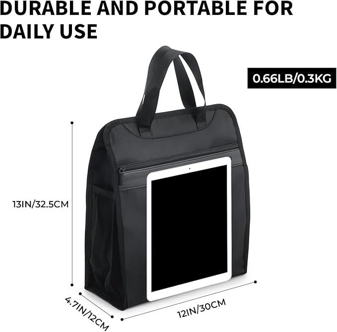 M&G Oxford Zipper Document File Bag, Vertical Double Layer Waterproof Document Tote Bag for Carrying Paper Documents, Books, Computer and Water Cup, 1 Pack (Black)