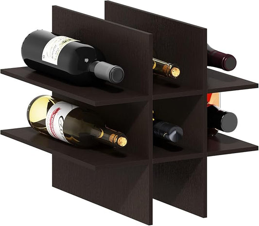 Furinno Cubicle Cube Insert, 9-Compartment Cube Organizer, 13.3W x 13.4H Insert Shelf for Extra Thick Series, for Organizers and Storage, Black Dark Oak (Does not fit IKEA Kallax Shelving)