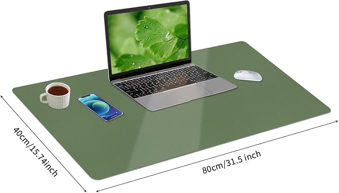 Bloss Green Desk Mat, Desk Matt for Desktop, Large Leather Desk Pad, Desk Pad Mat Waterproof, Computer Mat for Office/Home/Decor/Desk Protector(31.5 x 15.7 Inches)