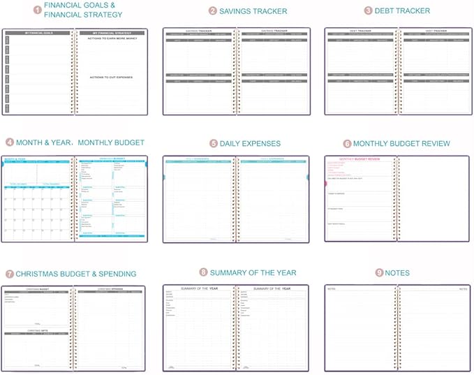 Budget Planner - 8" x 9.5" Monthly Budget Book with Expense Tracker Notebook, 2026 Budgeting Book and Financial Planner to Control Your Money. Large Size, PU Leather, Purple