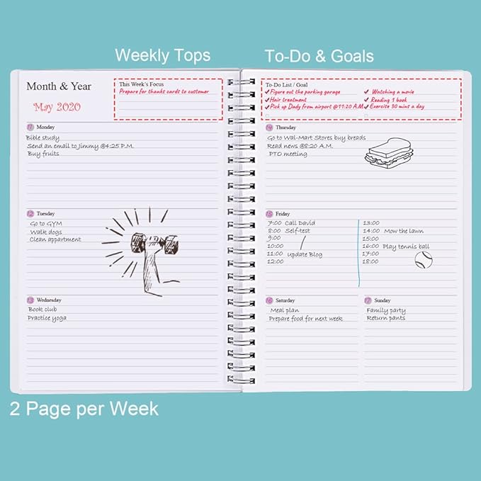 Nokingo Undated Planner for 2026 or Any Year - Weekly & Monthly Organizer Notebook & Journal to Track Goals, 5.85" x 8.25", Perfect to Organize Your Daily Life, Floral Weekly Monthly Planner Undated