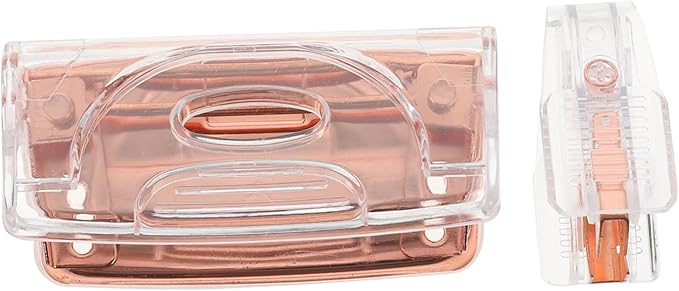 TEHAUX 2sets Office Accessories Portable Staple Remover Hole Puncher Kit Rose Gold for Efficient Document Management and Organization